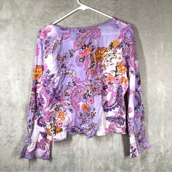 Vintage 90s Embroidered Fairy Top Womens S Purple Floral Hippie Magic Whimsigoth - Picture 4 of 8